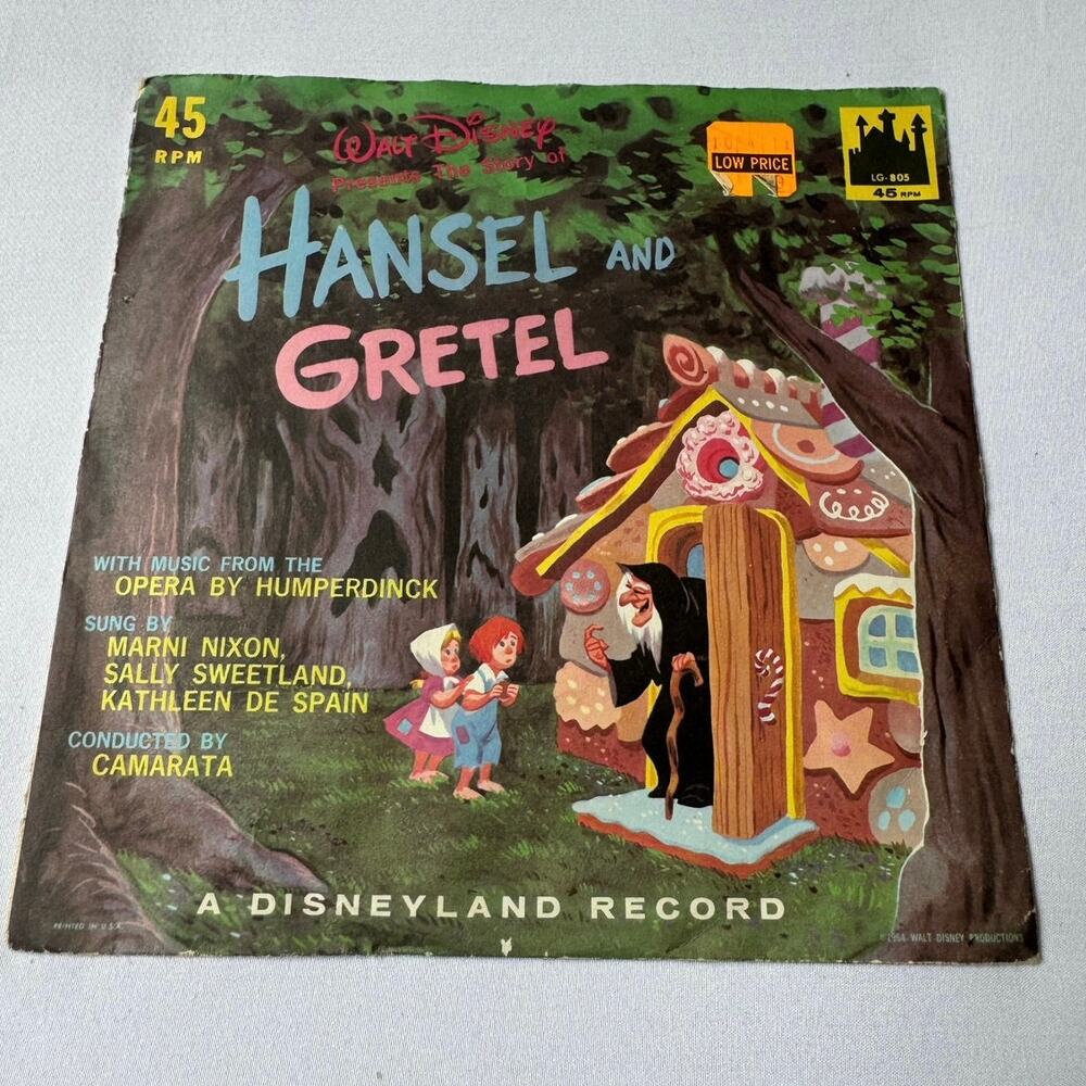 Vintage 1964 Hansel & Gretel 45 RPM Vinyl Record Disneyland LG-805 Castle Logo - Picture 2 of 8